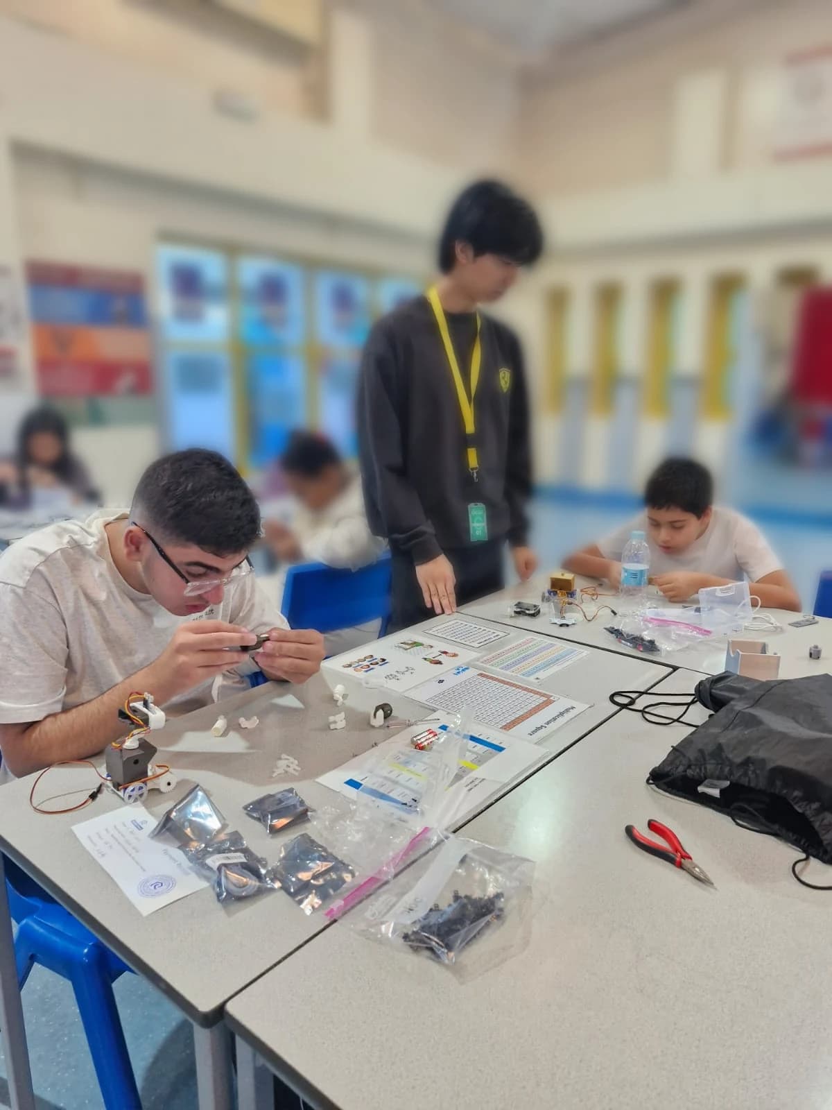 Guided robot assembly during class